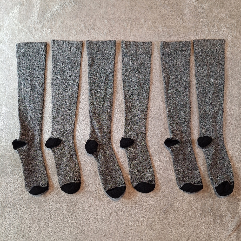 Wellow Compression Socks Size XL Heathered Gray Black 3 Pairs